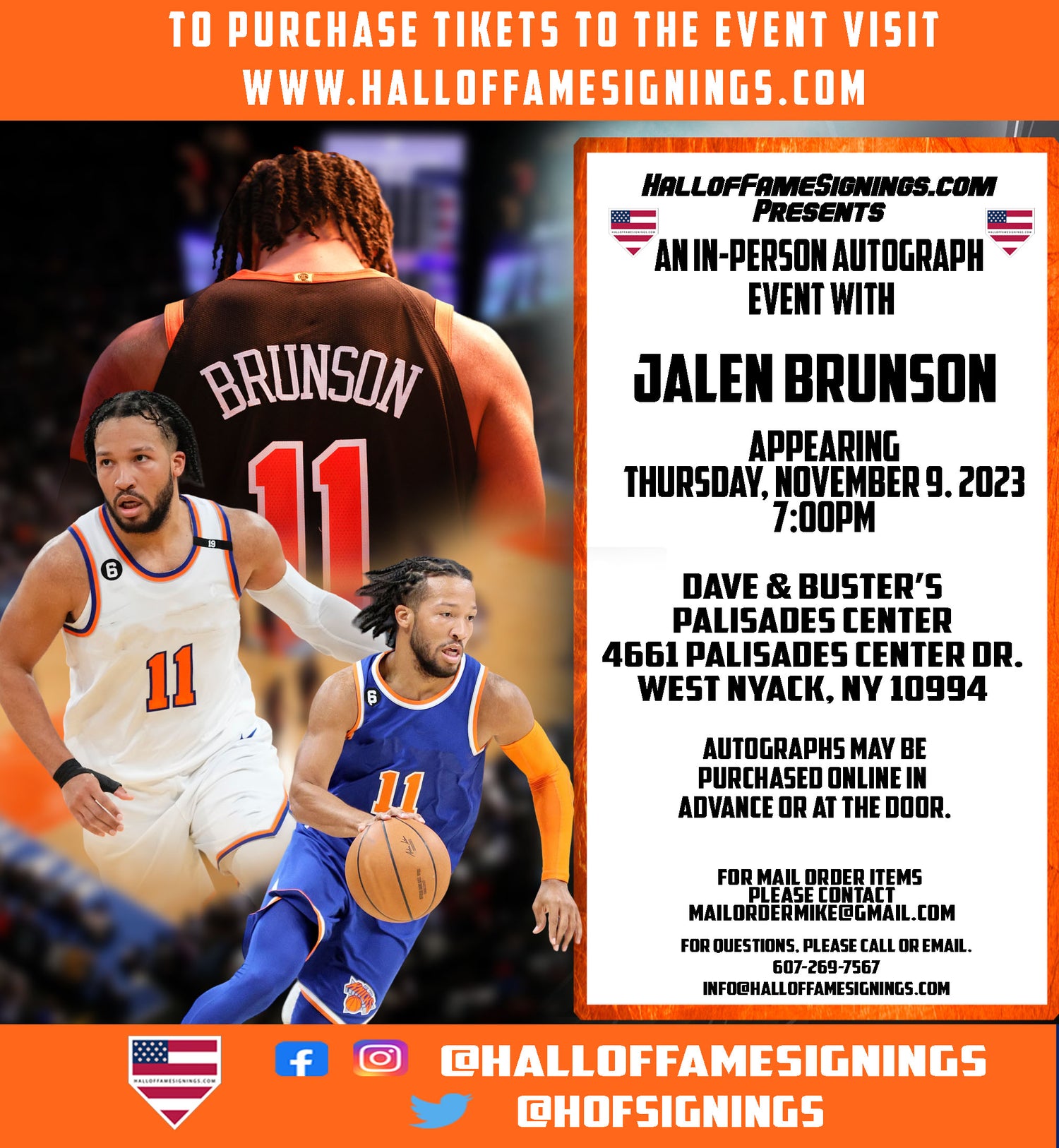 Coming Events and Signings, Hall of Fame Sports